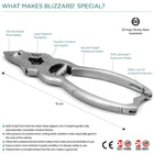 Load image into Gallery viewer, Key features of Blizzard® heavy duty toenail clippers – premium German steel, ergonomic design, barrel spring, clean and safe cutting for thick nails