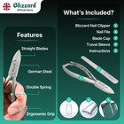 Blizzard® Professional Toenail Clippers for Thick Nails – 14.5cm, Straight Head, Smooth Handles