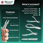 Blizzard® 3-Pcs Podiatry Nail Clippers Set | Concave, Arrow & Flame Heads