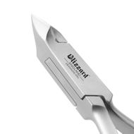 Pair of silver nail clippers with 'Blizzard' branding on a white background