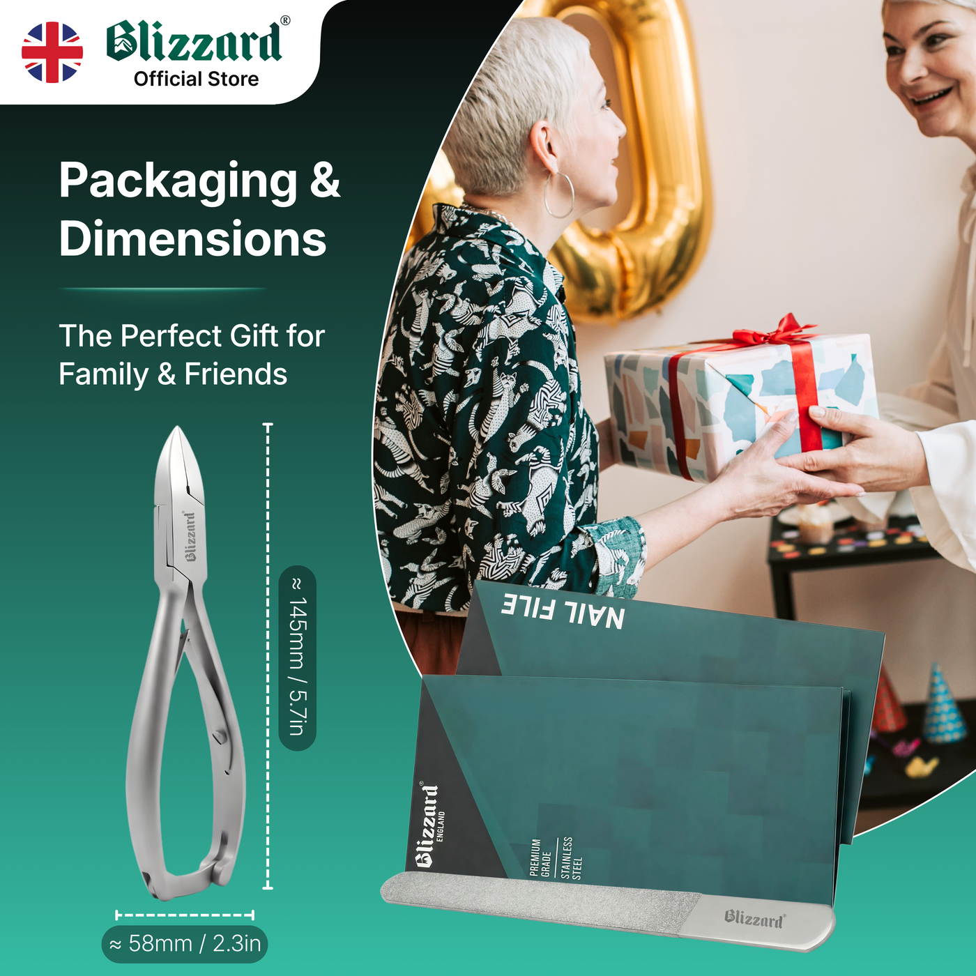 Blizzard® Professional Toenail Clippers for Thick Nails – 14.5cm, Straight Head, Smooth Handles