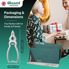 Blizzard Official Store packaging and dimensions with a gift being exchanged.