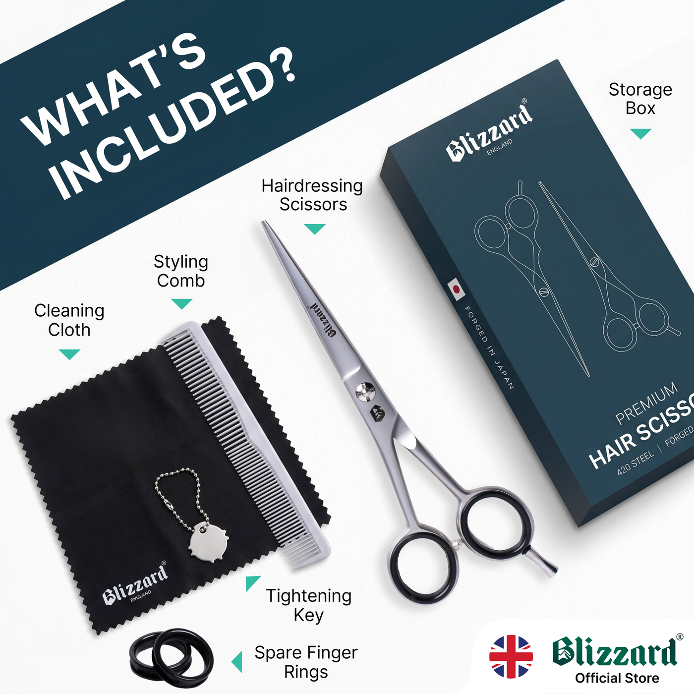 Blizzard Pro | Professional Hair Cutting Scissors & Grooming Kit – 16cm