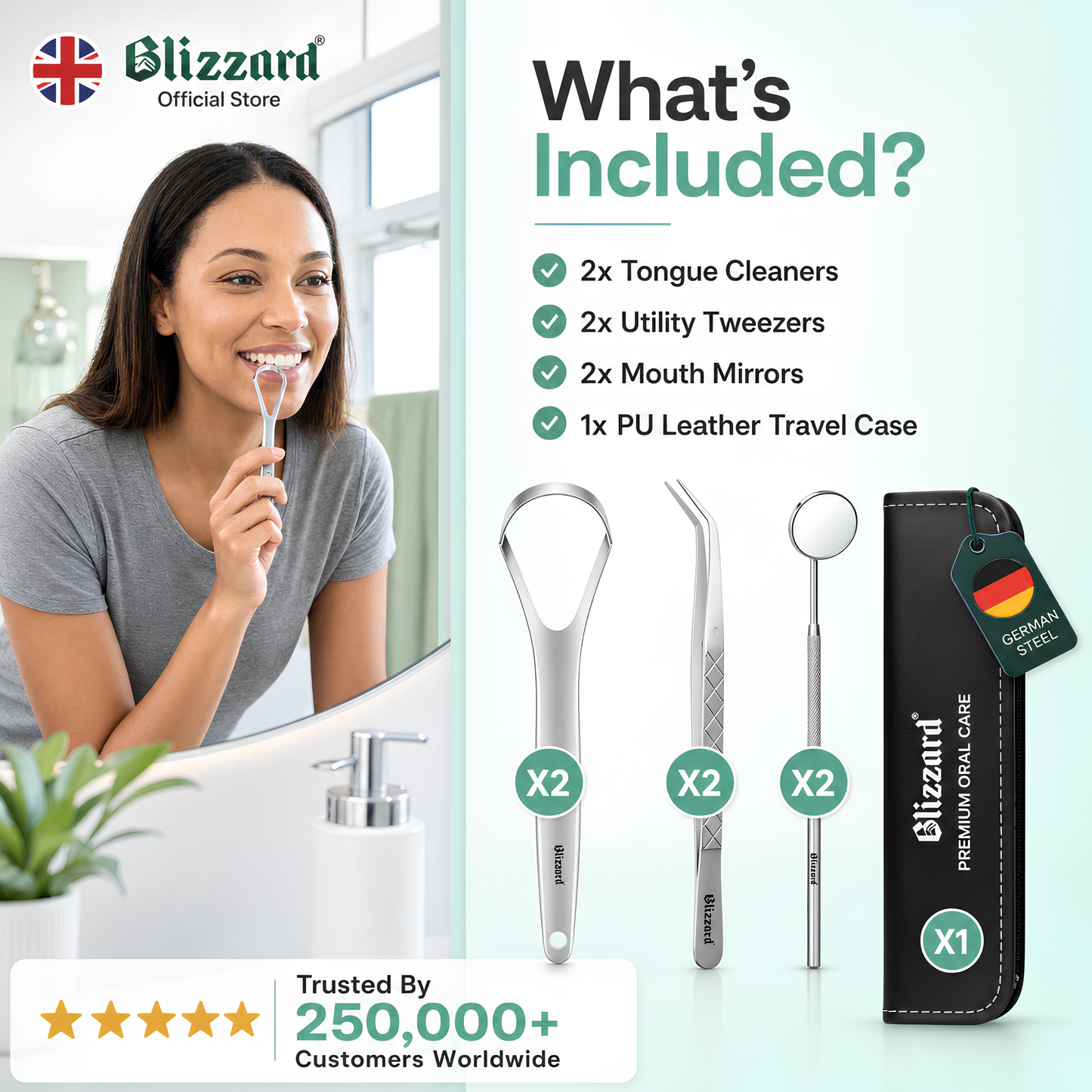 Blizzard 6-Pcs Dental Hygiene Kit | Stainless Steel Oral Care Set