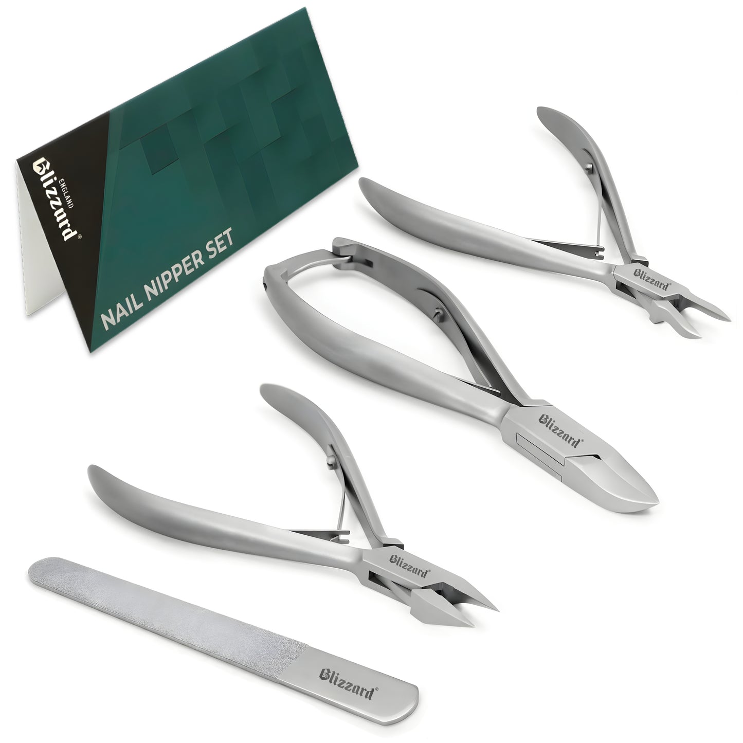 Blizzard® 3-Pcs Podiatry Nail Clippers Set | Concave, Arrow & Flame Heads
