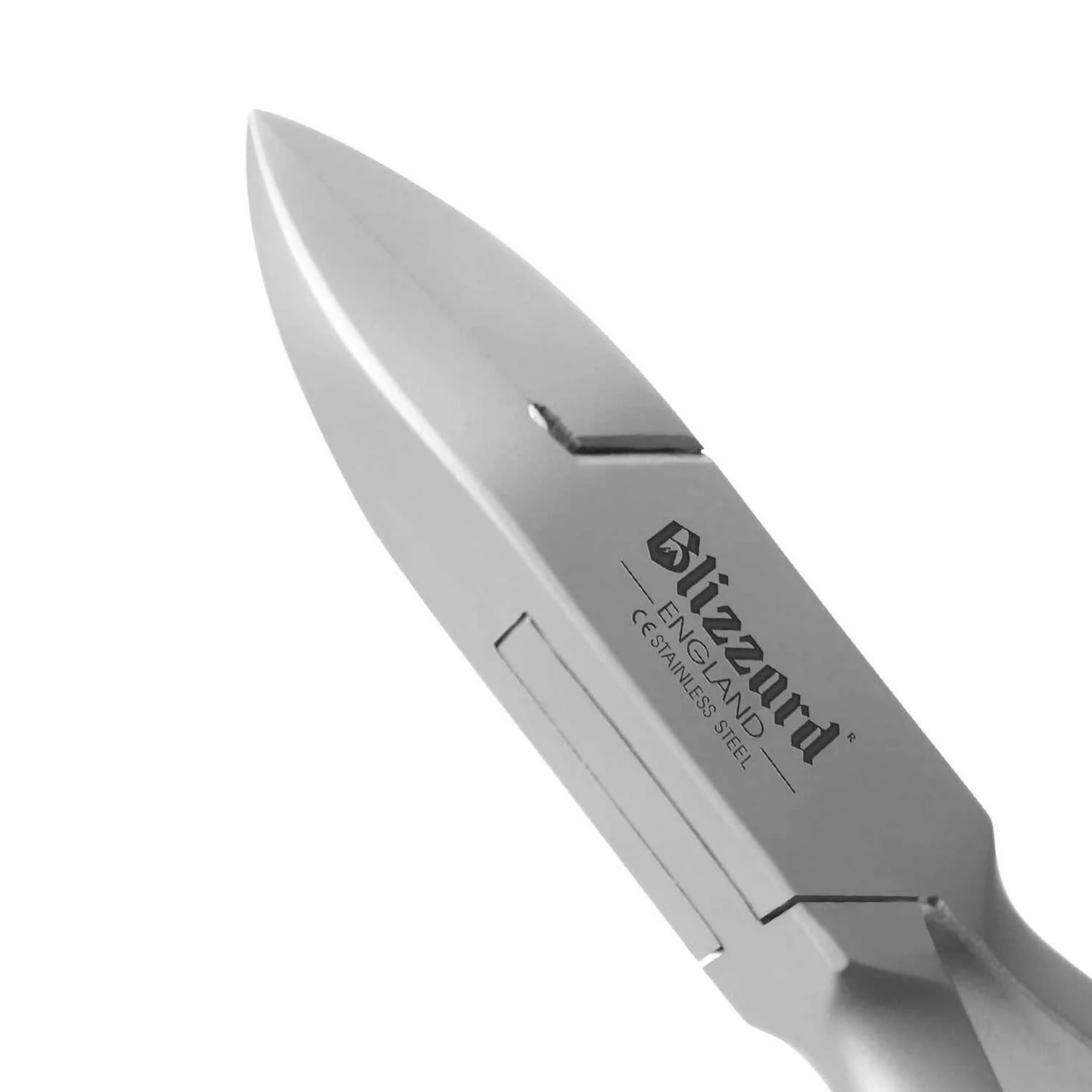 Metallic knife with 'Blizzard' branding on a white background
