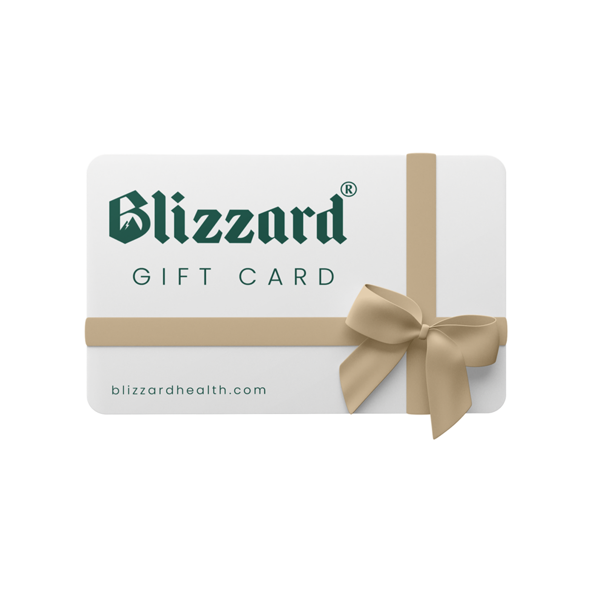 Blizzard gift card with a gold ribbon on a white background